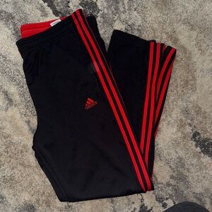 Adidas Black Joggers with Red Accents